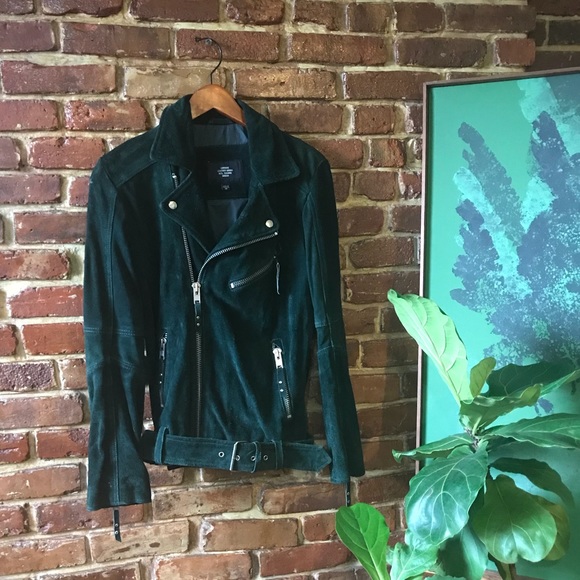green suede biker jacket